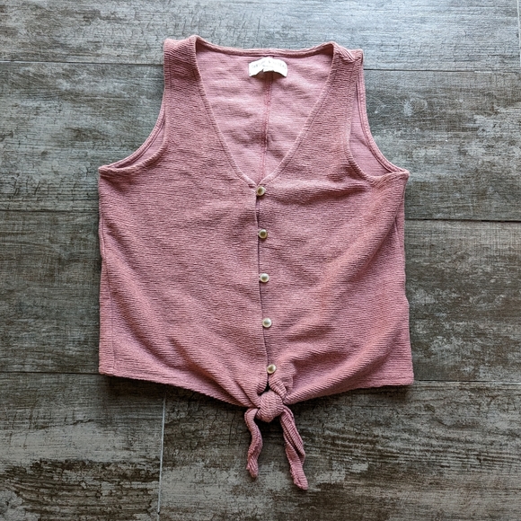 MADEWELL TEXTURE & THREAD Front Button Tie Tank - Picture 2 of 6